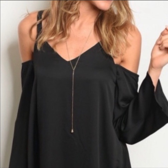 NEW! Black Cold Shoulder Dress - Picture 3 of 6